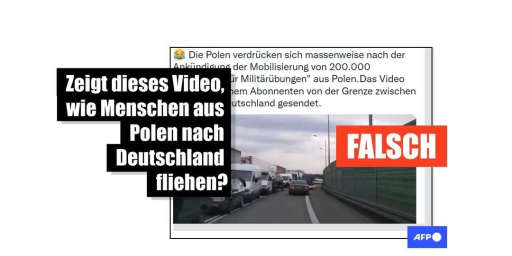 Dieses Video zeigt Autos auf dem Weg in die Ukraine, nicht auf der Flucht vor dem Dienst im polnischen Militär - Featured image