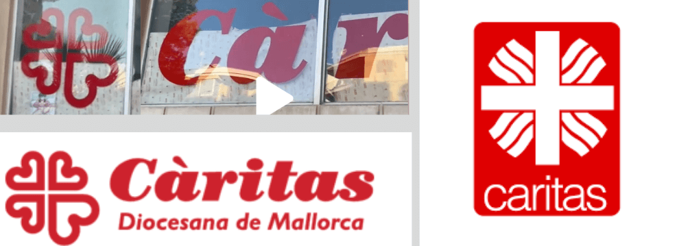Die Logos der Caritas Deutschland, der Caritas Mallorca und im Video im Vergleich.