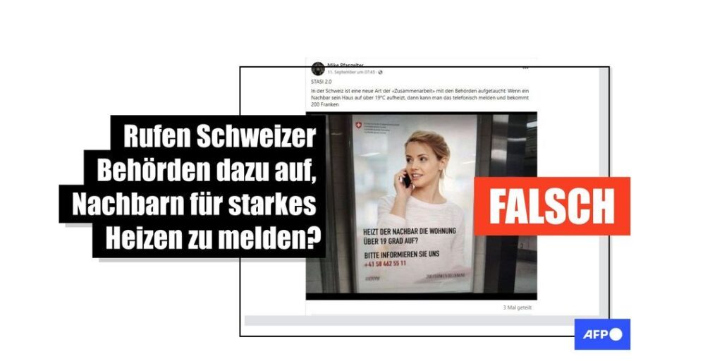 Nein, die Schweizer Behörden rufen nicht dazu auf, Nachbarn zu melden, die ihre Wohnung über 19 Grad heizen - Featured image