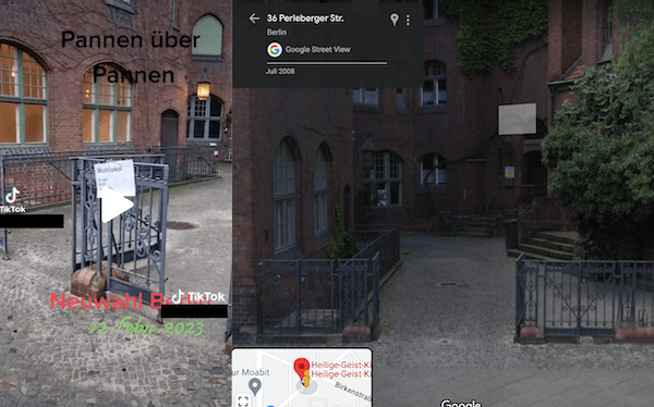 Das Video wurde tatsächlich in Berlin-Moabit aufgenommen, wie ein Vergleich mit Aufnahmen von Google Maps zeigt