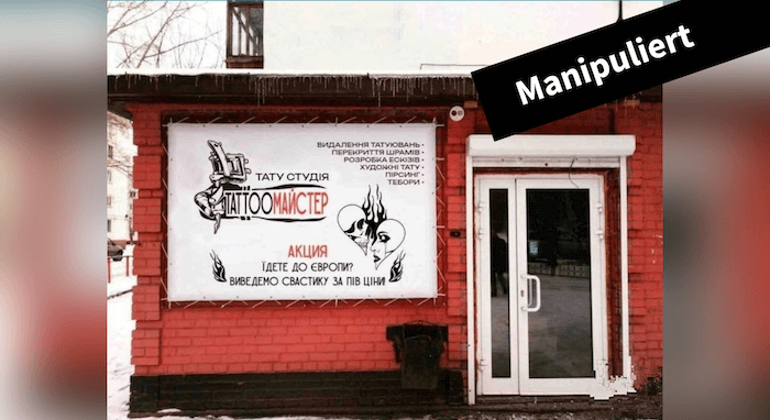 Foto zeigt kein ukrainisches Tattoo-Studio, das Hakenkreuze zum halben Preis entfernt - Featured image