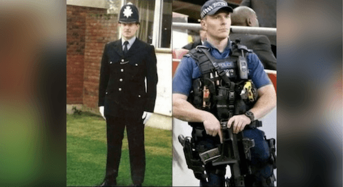 Fotos zweier britischer Polizisten vor und nach dem Waffenverbot fehlt Kontext - Featured image