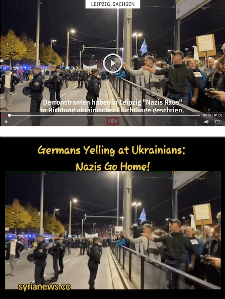 Vergleich der Aufnahme von NTV von der Demo in Leipzig mit dem aktuell kursierenden Video