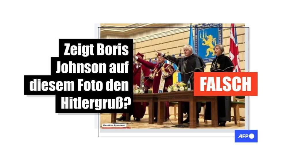 Nein, Boris Johnson zeigt auf diesem Foto in der Ukraine nicht den Hitlergruß - Featured image