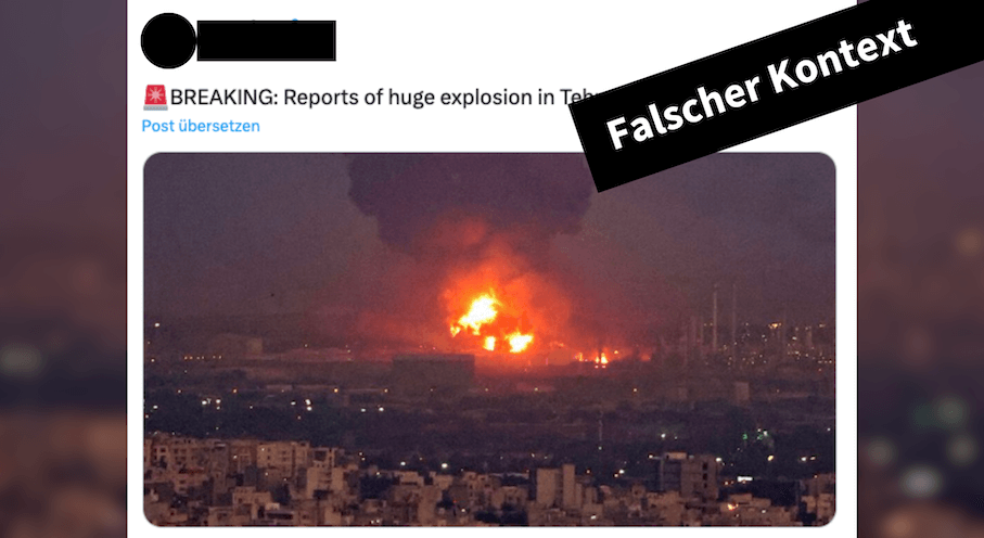 Falscher Kontext: Foto zeigt keine aktuelle Explosion in Teheran, sondern einen Großbrand in 2021 - Featured image