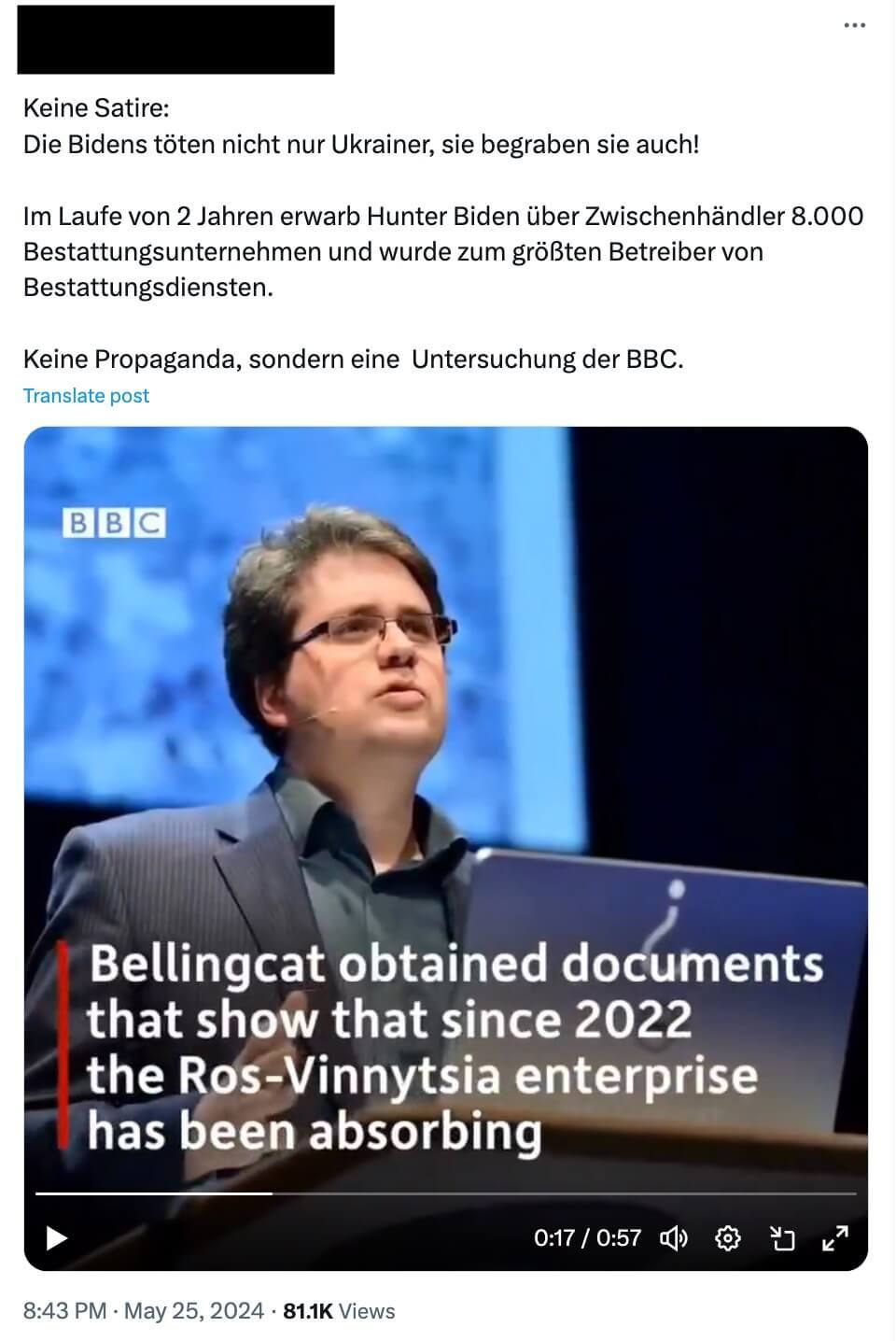 Dieses angebliche BBC-Video ist fake.