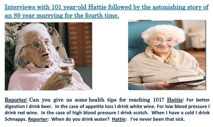 Angeblicher Newsletter-Eintrag zu Trink-Tipps einer Oma.
