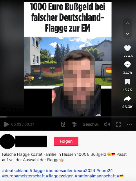 Screenshot eines Tiktok-Beitrags.