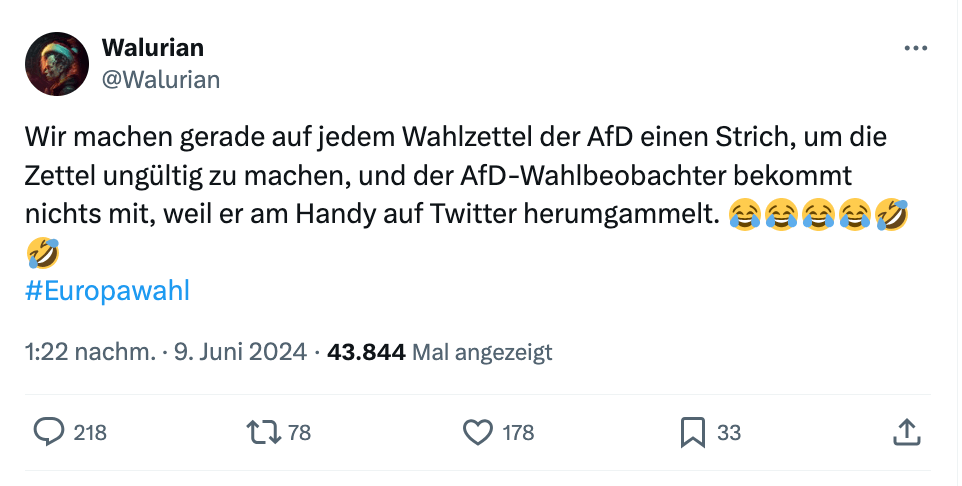 X-Beitrag mit der Behauptung