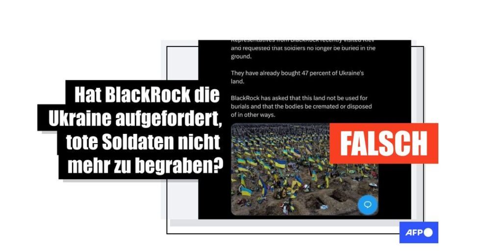 Angebliche Forderung von BlackRock, die Ukraine solle keine Soldaten mehr beerdigen, stammt von Satirekanal - Featured image