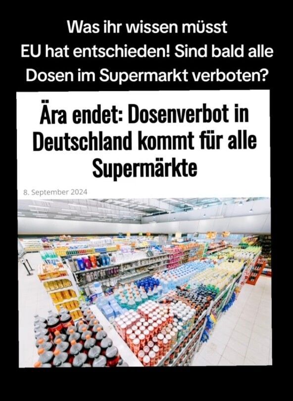 Irreführende Überschrift auf Tiktok: Dosenverbot kommt für alle Supermärkte in Deutschland