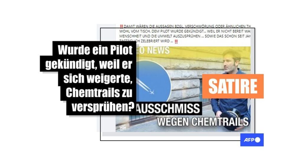 Diese Behauptung über die Kündigung eines Piloten im Zusammenhang mit Chemtrails ist Satire - Featured image