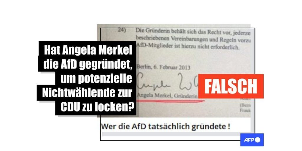 Dieser vermeintliche AfD-Gründungsvertrag mit Angela Merkels Unterschrift ist ein Fake - Featured image