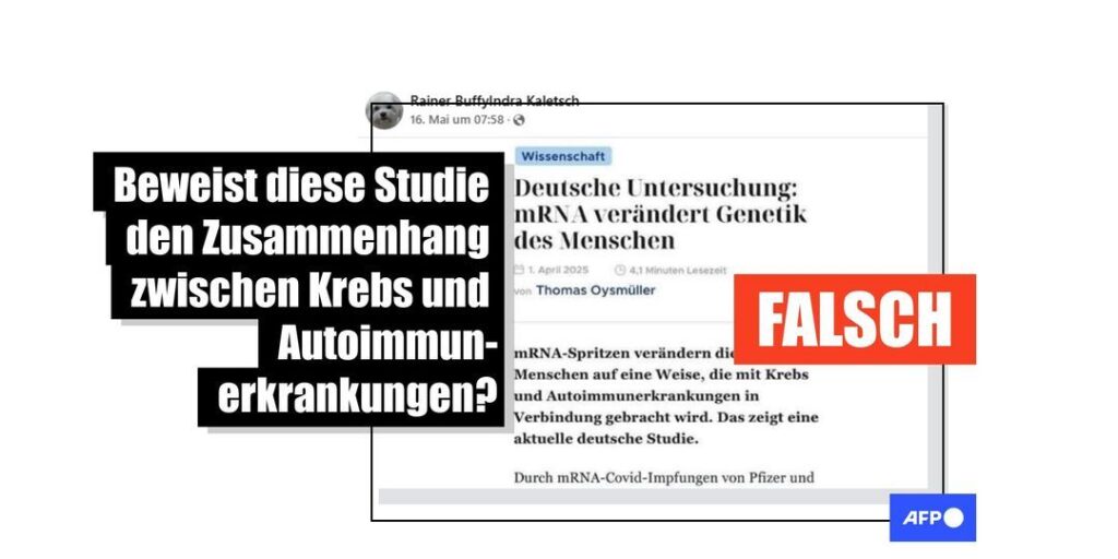 Kein Zusammenhang zwischen Krebs und Autoimmunkrankheiten durch mRNA-Impfstoffe: Studie falsch interpretiert - Featured image