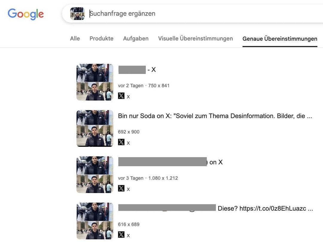 Google-Ergebnisse sind nur X-Beiträge