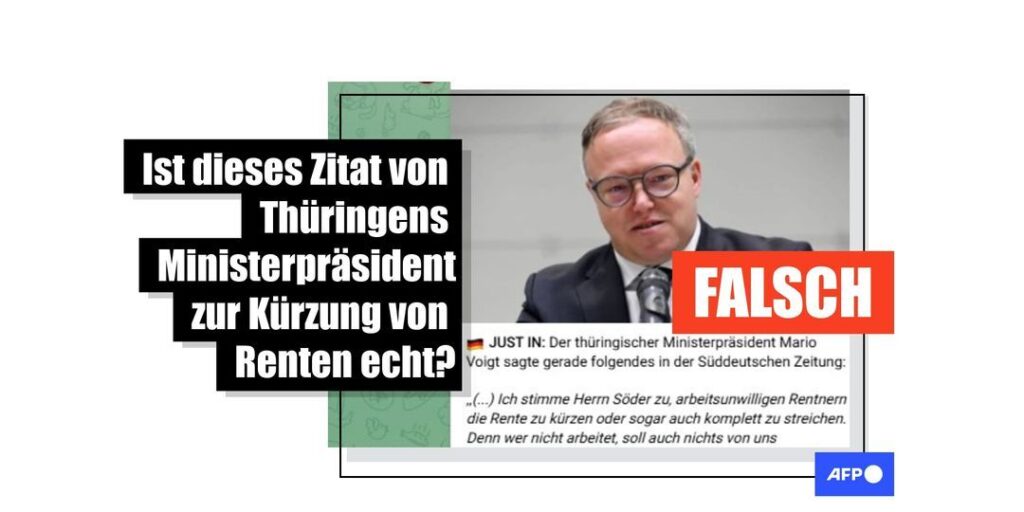 Gefälschtes Zitat von Thüringens Ministerpräsident Voigt zu Renten im Umlauf - Featured image