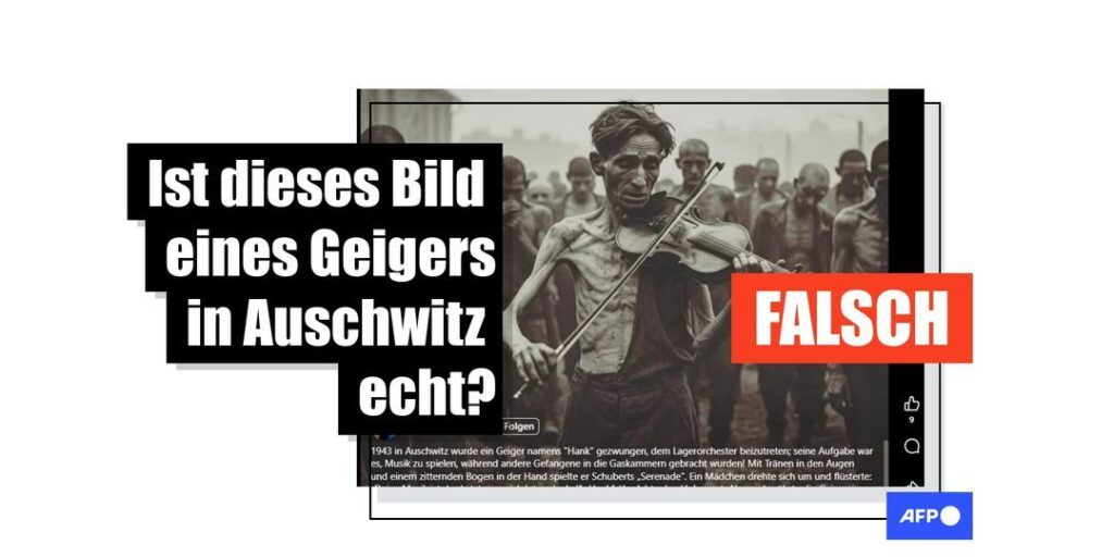 Bild eines Geigers im Konzentrationslager Auschwitz ist KI-generiert - Featured image