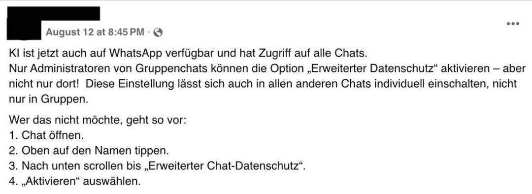 Screenshot Whatsapp Kettenbrief