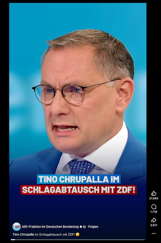 Screenshot des Facebook-Posts der AfD-Fraktion