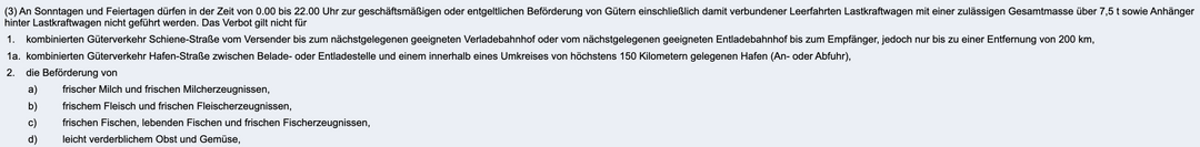 Auszug aus der Straßenverkehrsordnung