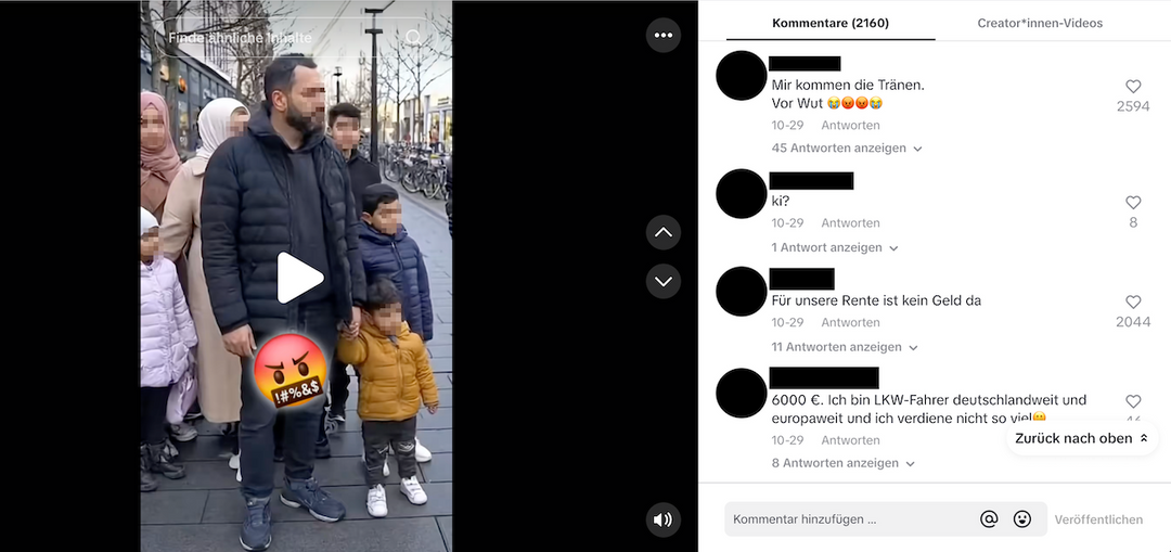 Screenshot von einem Tiktok-Beitrag mit dem KI-VIdeo