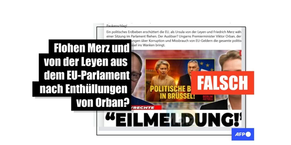 Nein, von der Leyen und Merz verließen das EU-Parlament nach angeblichen Enthüllungen Orbans nicht - Featured image