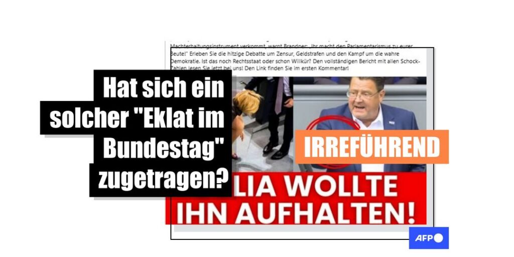 Nein, dieses Foto zeigt nicht, wie Bundestagspräsidentin Klöckner versuchte, einen AfD-Politiker zum Schweigen zu bringen - Featured image