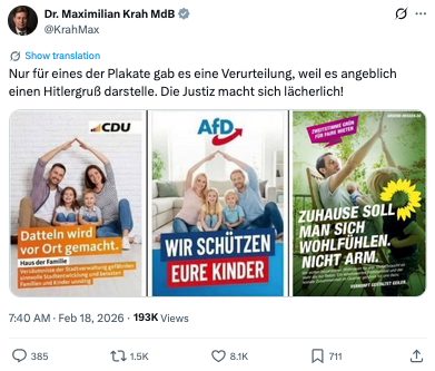 Screenshot eines X-Beitrags von Maximilian Krah