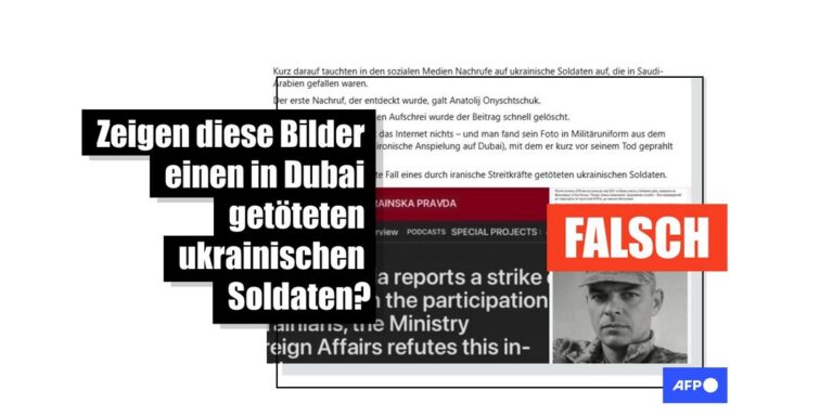 Nein, diese Fotos zeigen keinen ukrainischen Soldaten, der in Dubai durch einen iranischen Angriff getötet wurde - Featured image
