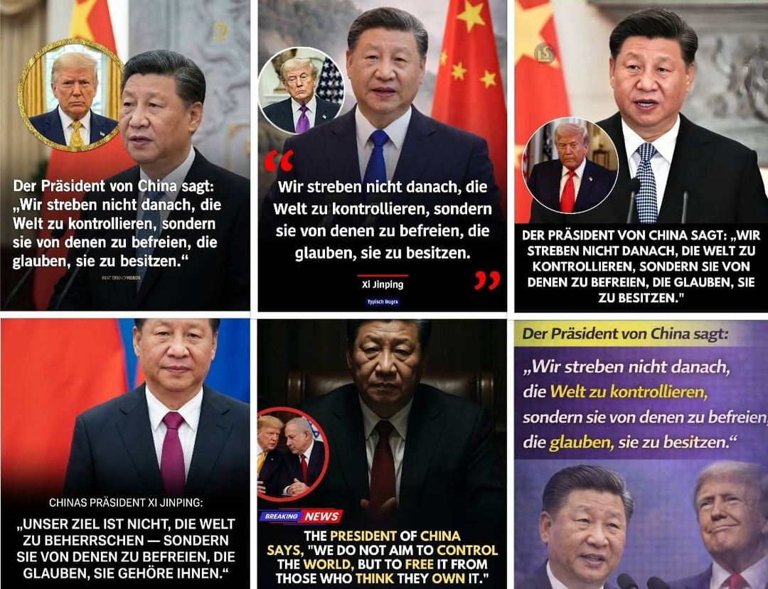 Das Zitat: „Wir streben nicht danach, die Welt zu kontrollieren, sondern sie von denen zu befreien, die glauben, sie zu besitzen.“, angeblich von Xi Jinping, steht auf mehreren Bildcollagen, die online (zum Teil) mit dem Foto von Donald Trump kursieren