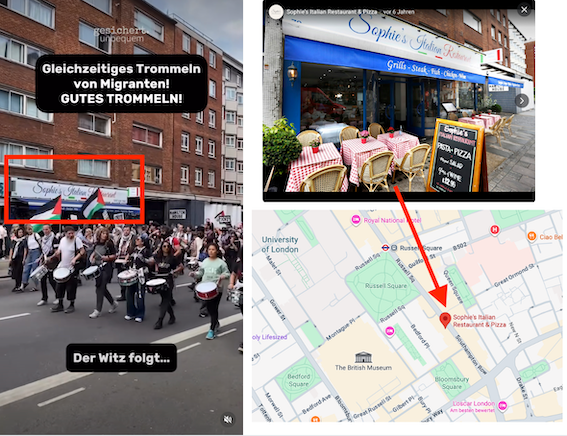 Screenshots aus dem Video und von dem Restaurant in London