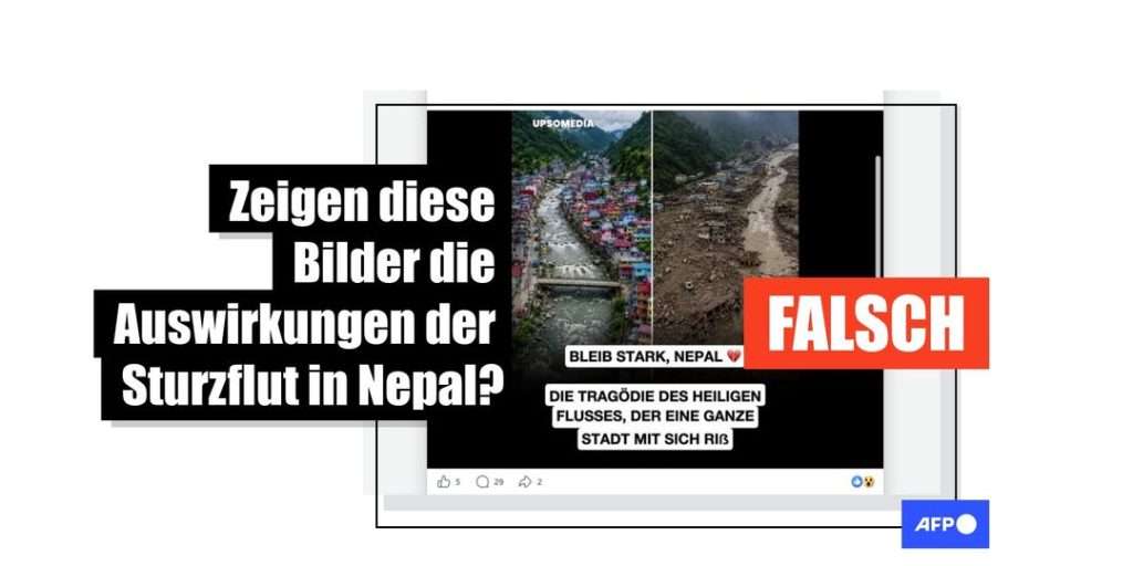 Sturzflut in Nepal: Dieses Vorher-Nachher-Bild ist KI-generiert - Featured image